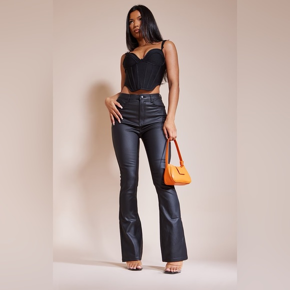 NEVER WORN brand new PRETTY LITTLE THING black denim flare pants - Picture 1 of 4